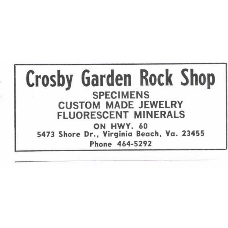 Crosby Garden rock Shop Virginia Beach VA 1972 Ad AF8-S7