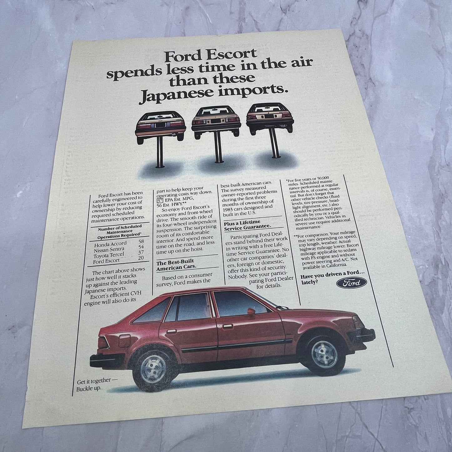 Ford Escort - Less Time in the Air than Japanese Imports 1984 Ad V14-7