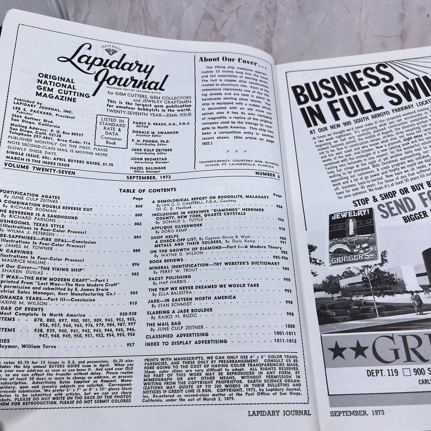 The Viking Ship - Lapidary Journal Magazine - Sep 1973 M24