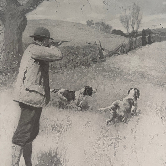 On The Wing - Hunting Scene - Original 1904 A.B. Frost Art Print V26-4