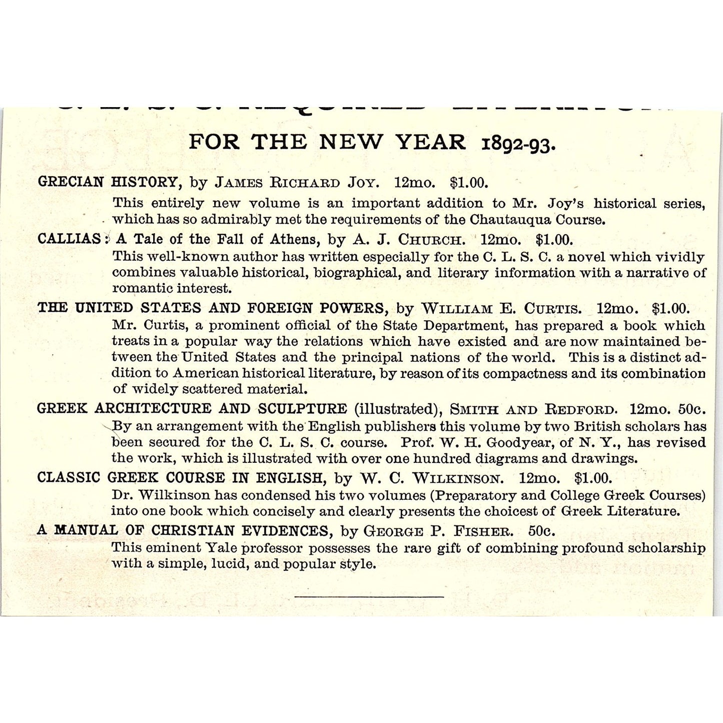 Allegheny College D.H. Wheeler LL.D. Meadville PA 1892 Ad AG2-H5