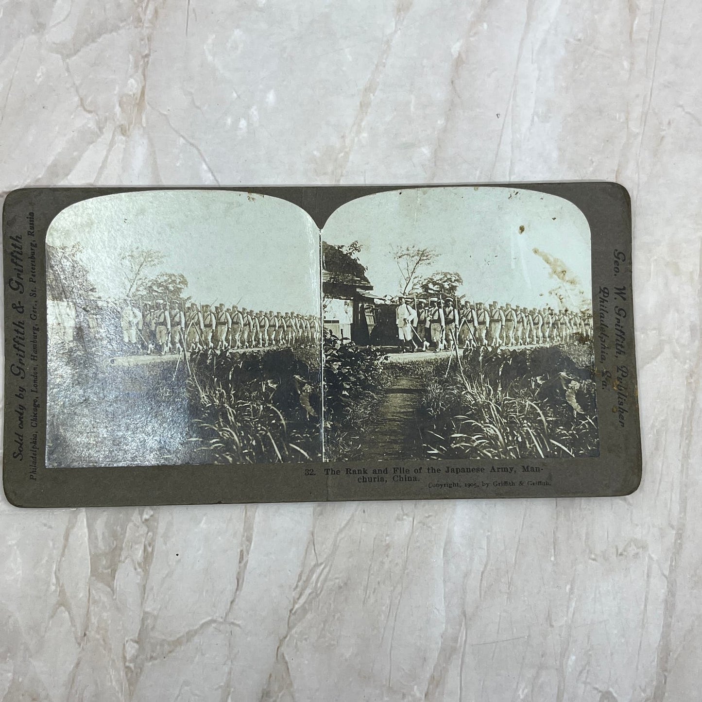 1905 Japanese Army Marching at Manchuria China Stereoview Card TF5-L3