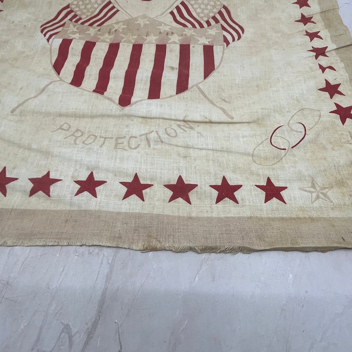 1888 RARE Republican Protection Benjamin Harrison Campaign Banner Flag D21