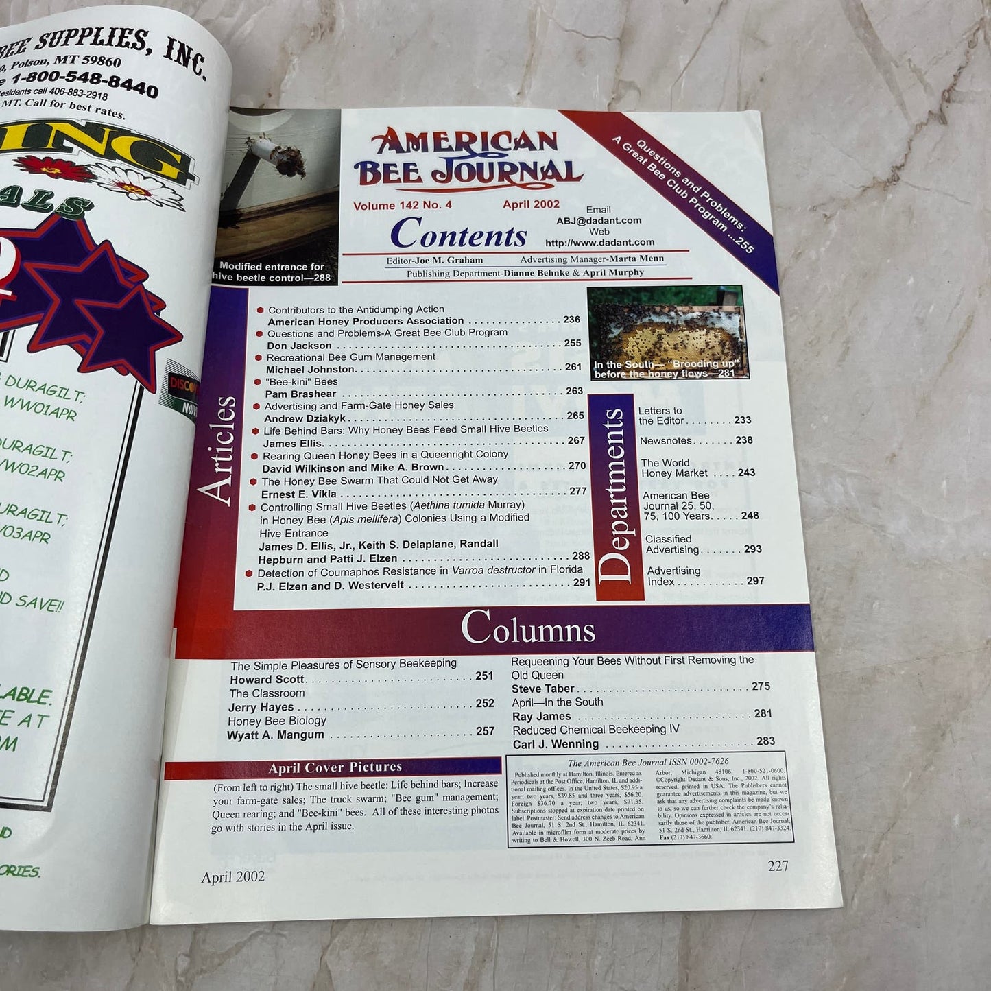 2002 April American Bee Journal Magazine Bees Beekeeping Honey M7