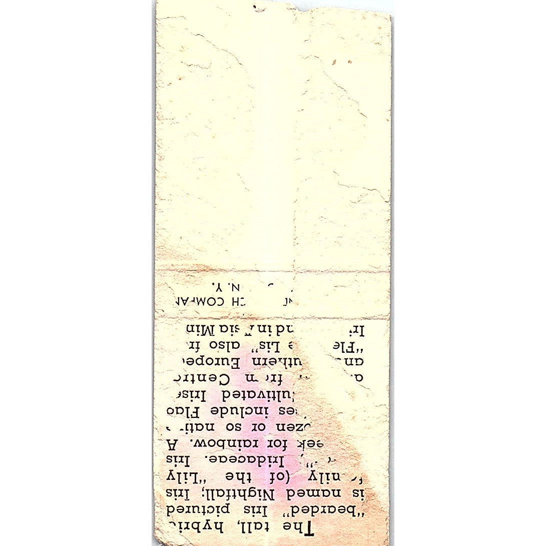 Bearded Iris Collectible Vintage Matchbook Cover SC7-Y9