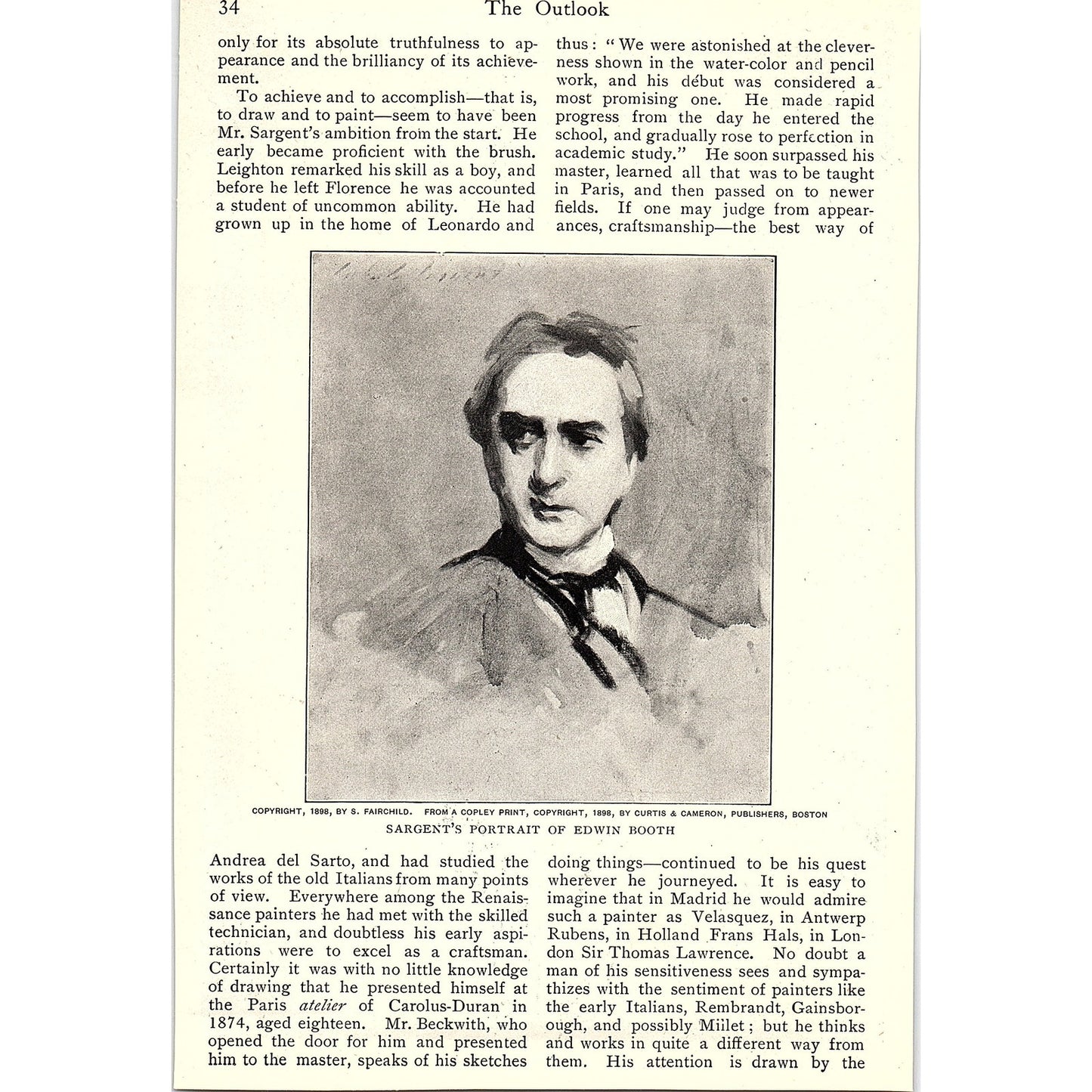 Portrait of W.M. Chase, The Artist by John S. Sargent 1903 Art Print AG7-2