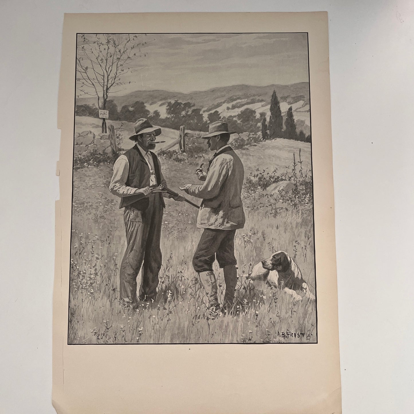 Getting 'Round the Old Man - Hunting - Original 1904 A.B. Frost Art Print V26-4