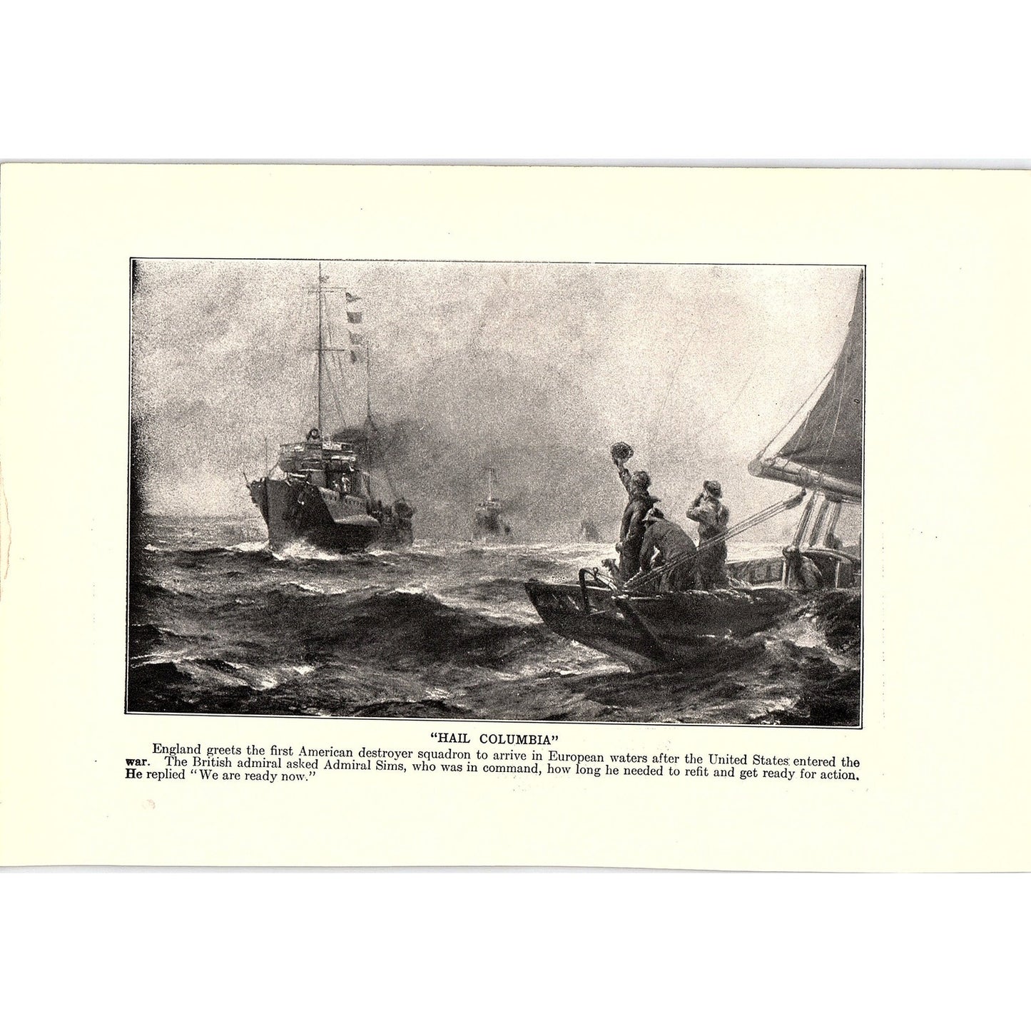 American Destroyers, Hail Columbia 1919 WWI Print AG1-1