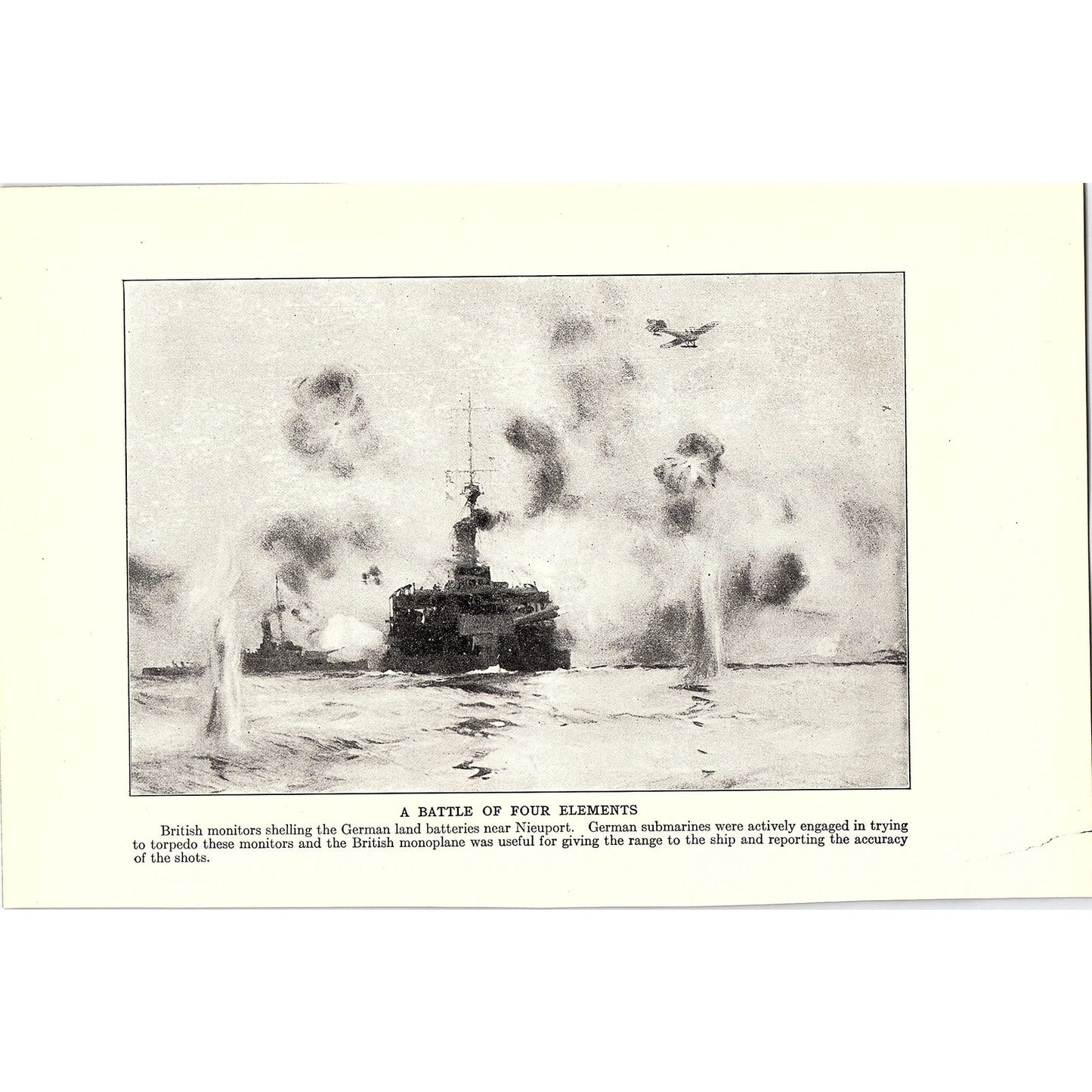 Torpedoing of British Battleship Aboukir 1919 WWI Print AF9-17