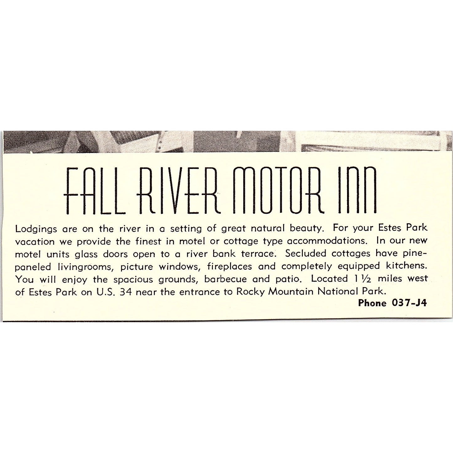 Sunset Motel on the Fall River Estes Park CO 1958 Ad AG1-M3