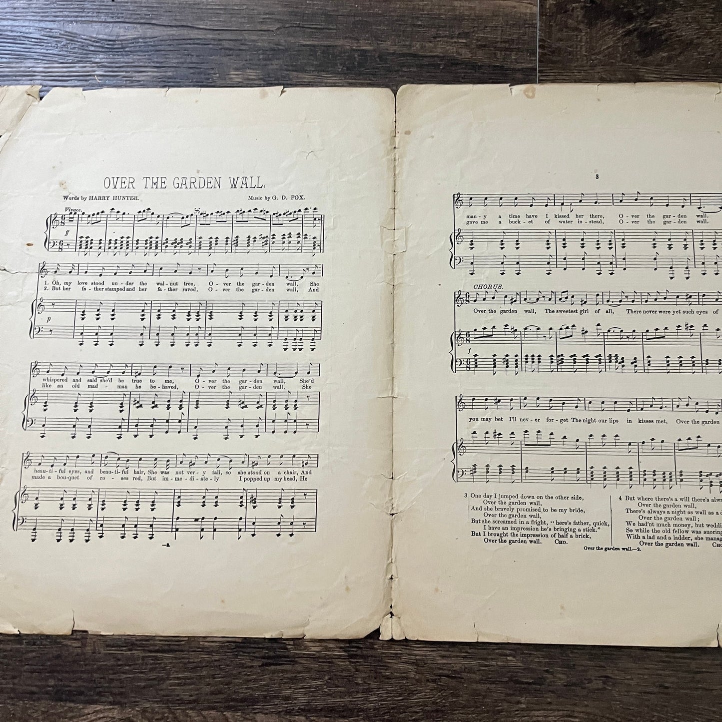 Over the Garden Wall by G.D. Fox 1882 Sheet Music V33-4