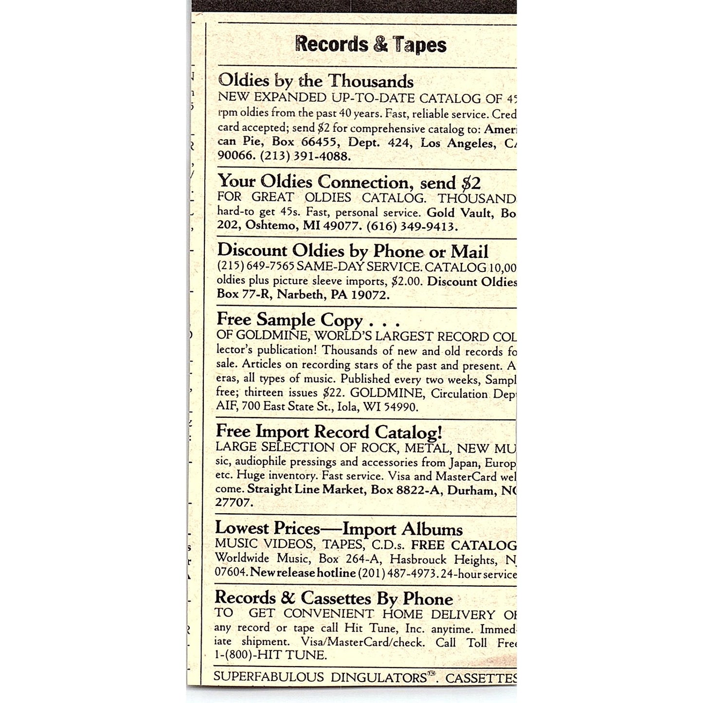 Rock Tops T-Shirts and Posters Bloomington NY 1984 Ad AF8-H1