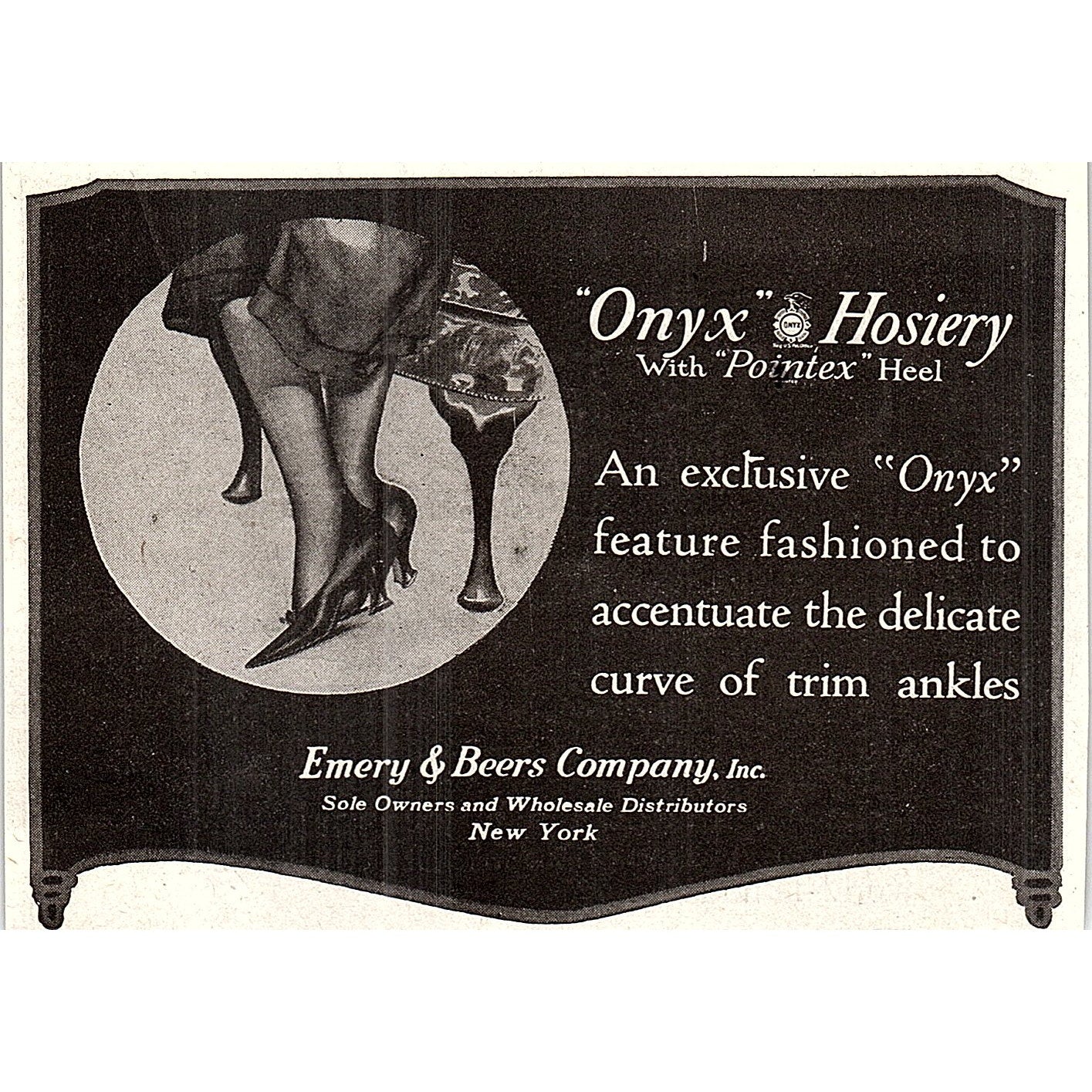 Onyx Hosiery Pointex Heel Emery & Beers Company Inc NY 1921 Ad AF3-10