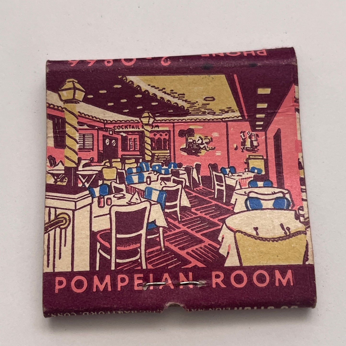B. DePasquale & Sons Pompeian Room Hartford CT Vintage Matchbook Cover TB8-MB-5
