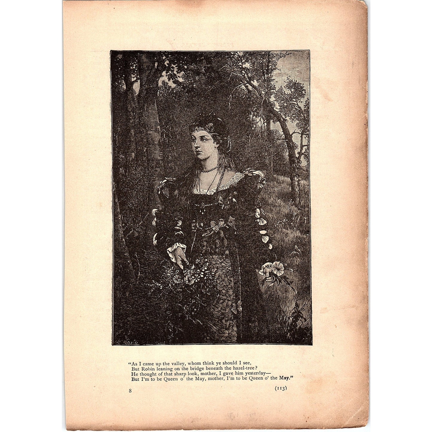 The May Queen Alfred Lord Tennyson 1884 Engraving TA5-CJ-1