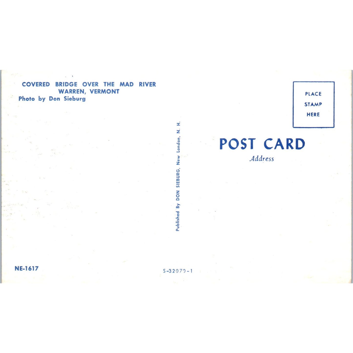 Covered Bridge Mad River Warren VT Vintage Covered Bridge Postcard PD3