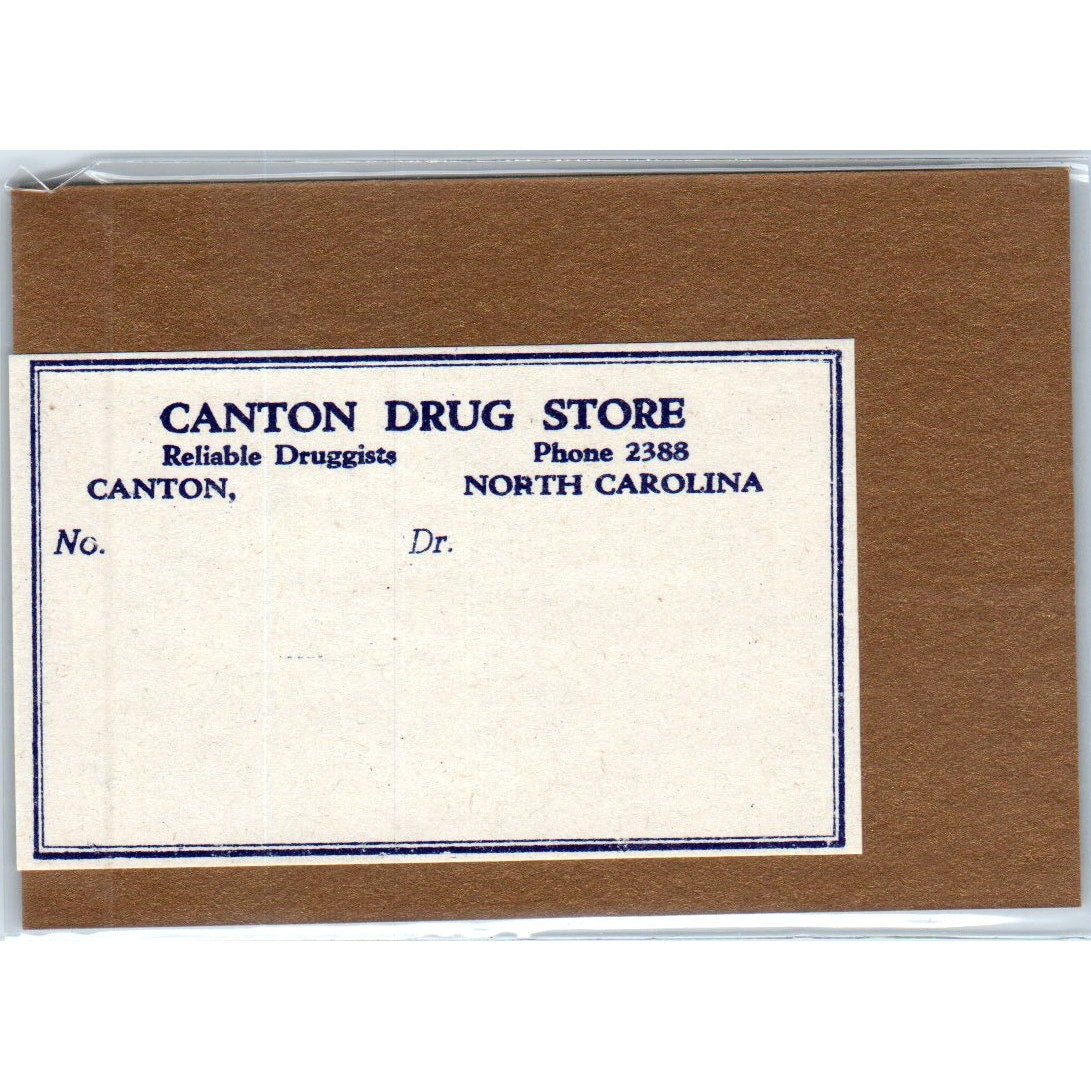 Canton Drug Store Canton North Carolina Antique Apothecary Label TH2-AL