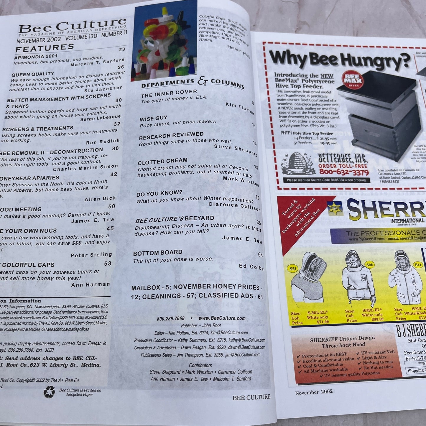 2002 Nov - Bee Culture Magazine - Bees Beekeeping Honey M32