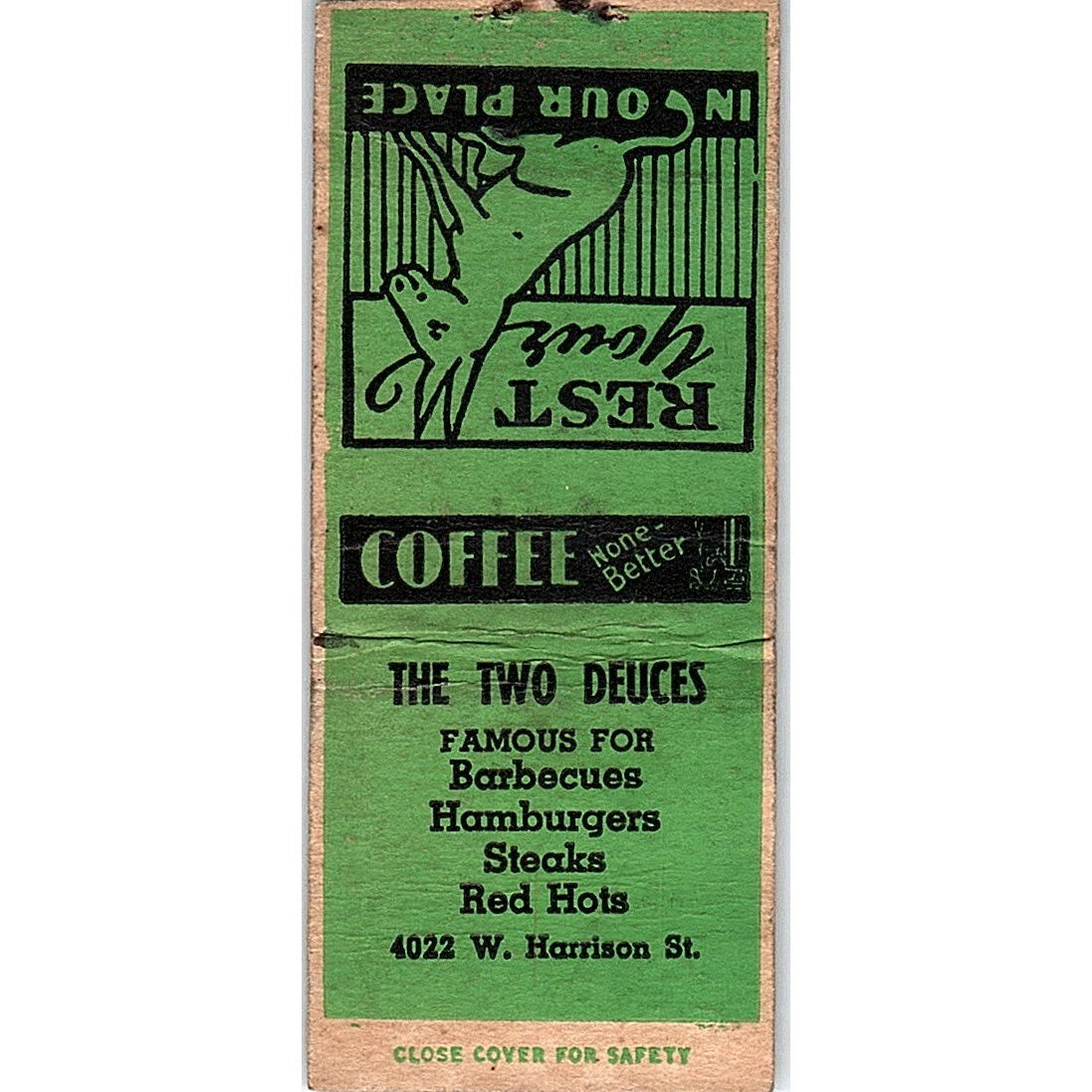 The Two Deuces 4022 W. Harrison St. Chicago Vintage Matchbook Cover SC7-Y8