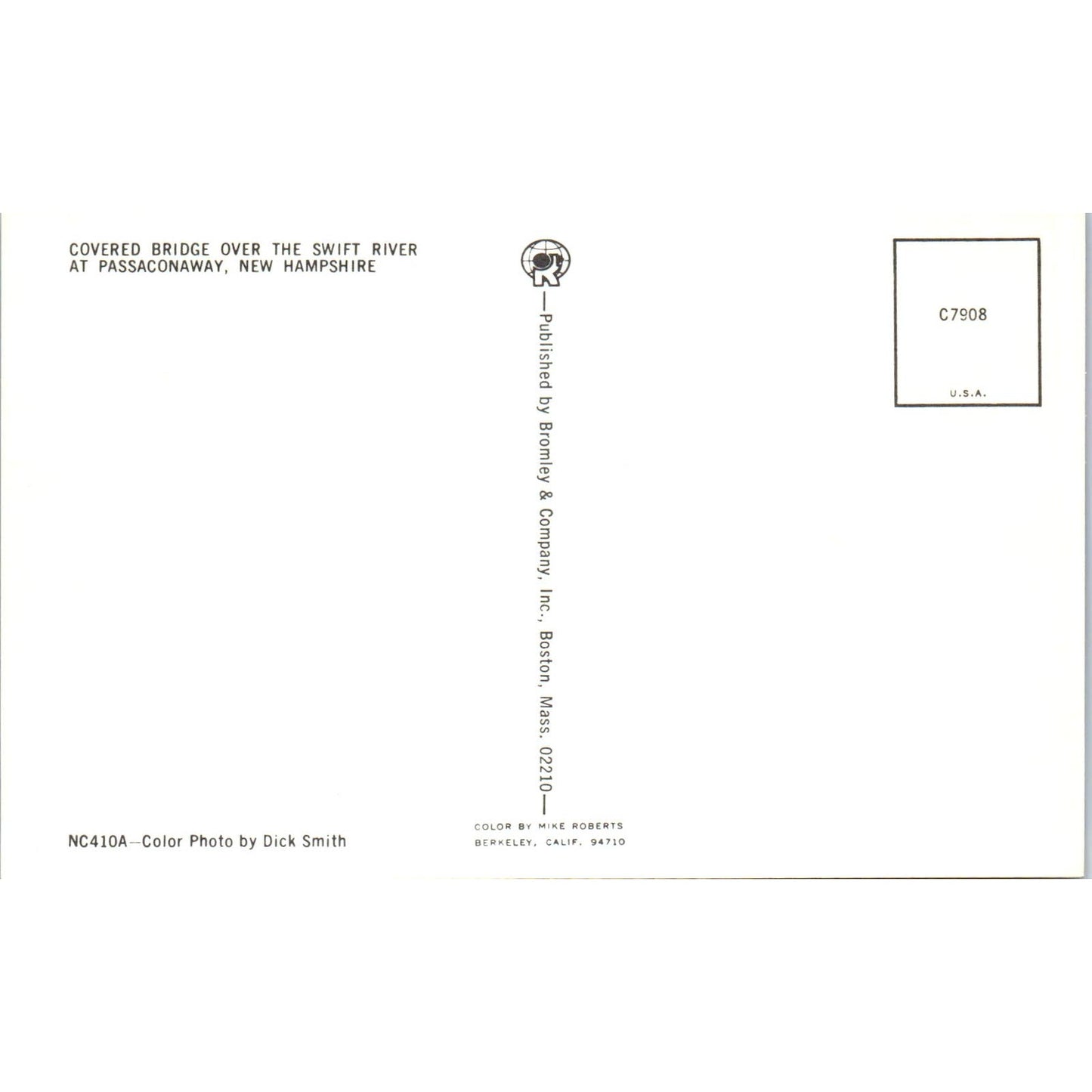 Swift River Passaconaway New Hampshire Covered Bridge Postcard PC3