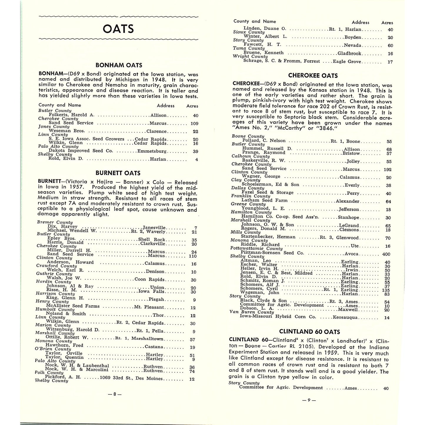 1959 Iowa Certified Seed Producers Seed for Planting Ames IA Brochure AG5-H6