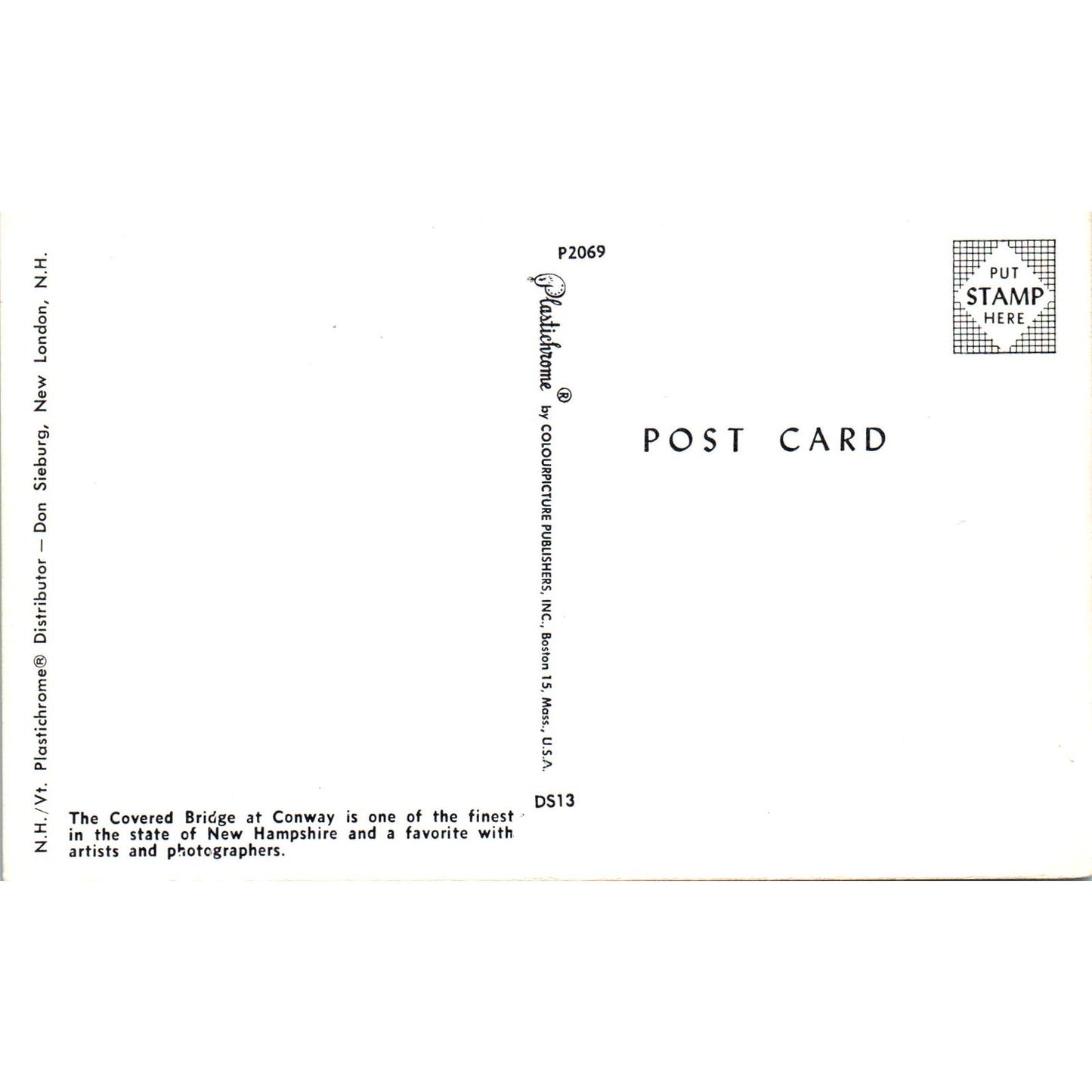 Covered Bridge at Conway NH Vintage Covered Bridge Postcard PC15