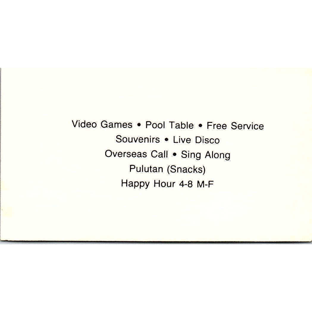 Josephine's Int Restaurant & Club Filipina Houston Vintage Business Card SC9-B1