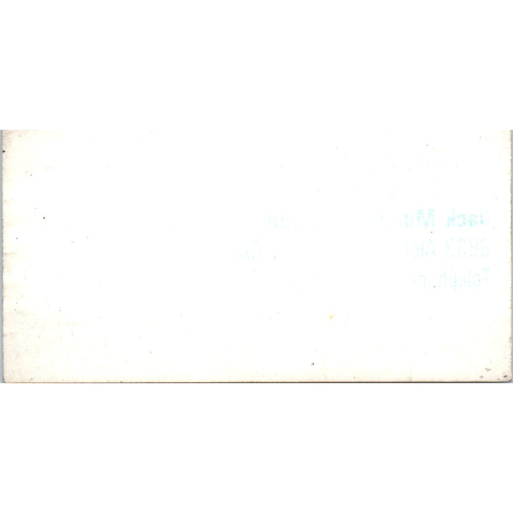 Jack Munday Chevron Paramount CA Vintage Business Card SD8-B21
