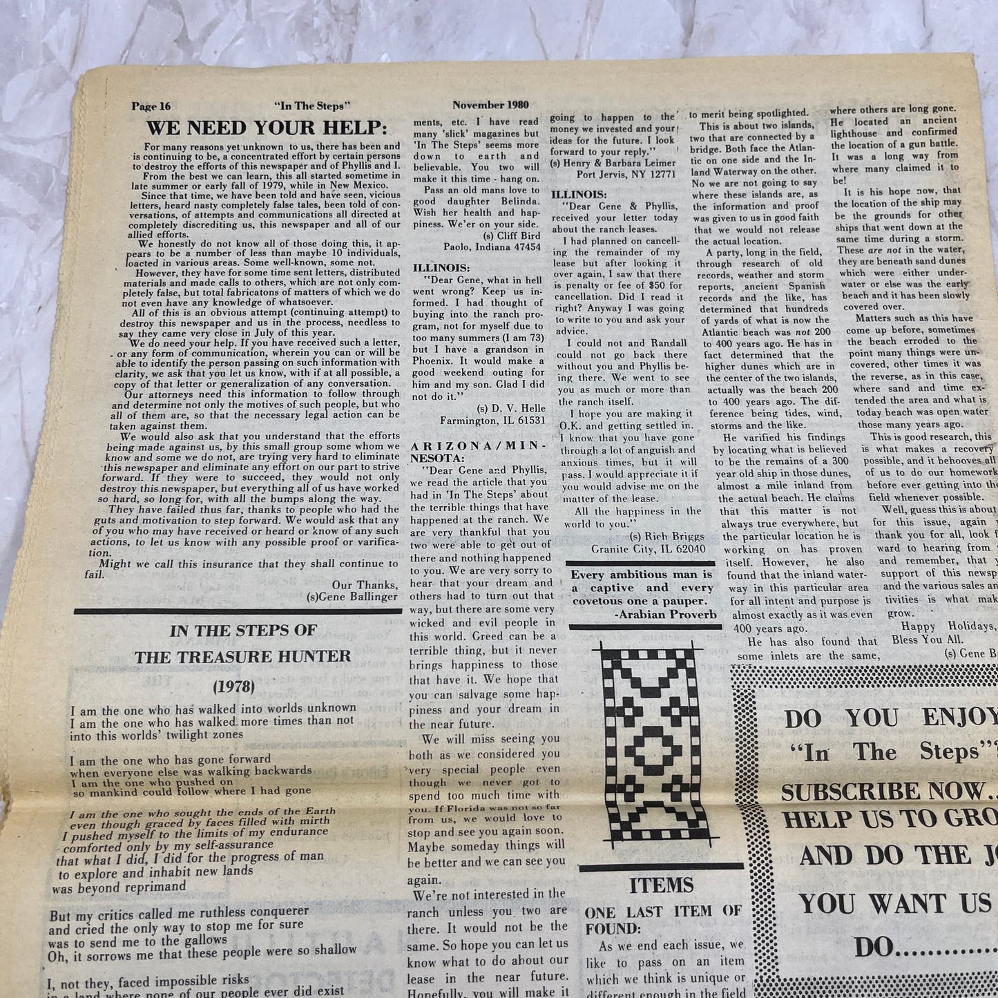 1980 Nov - In the Steps of the Treasure Hunter Newspaper - Grand Island FL M11