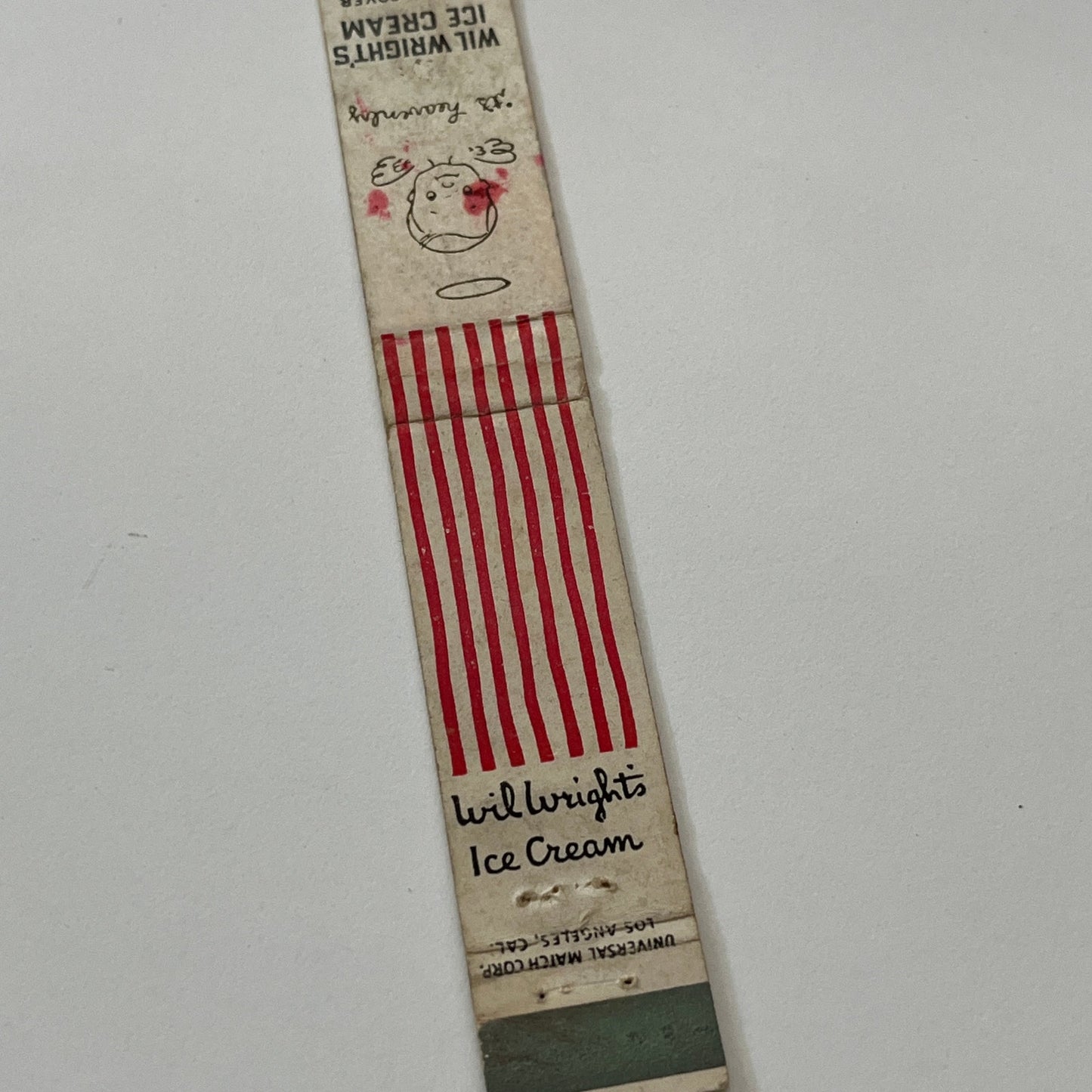 Wil Wright's Ice Cream Vintage Matchbook Cover TB6-MB1-14