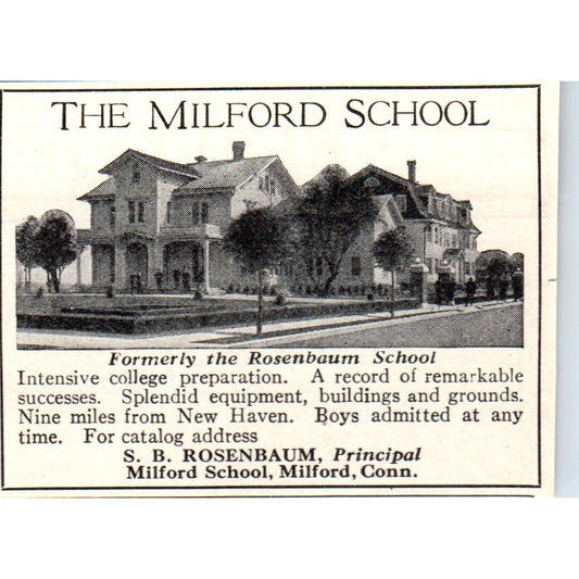 The Milford School S.B. Rosenbaum Milford CT 1924 Magazine Ad AF2-A1
