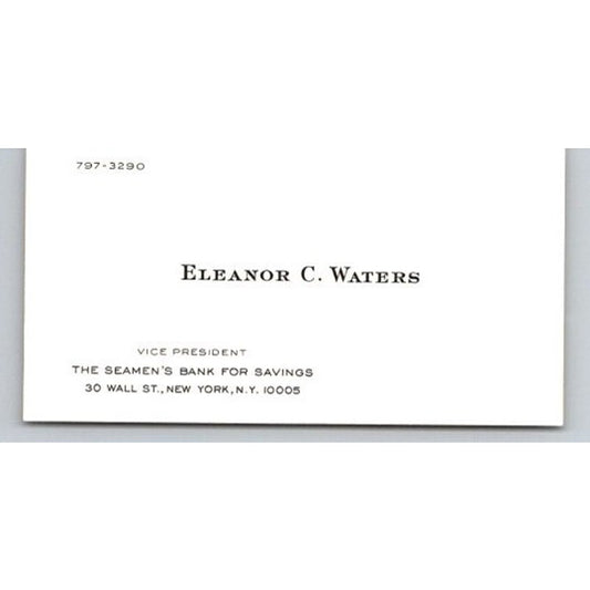 Eleanor C Waters Vice President Seamen's Bank New York Business Card AI9-M28