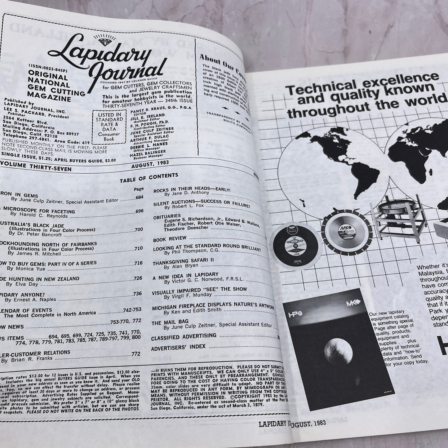 Replica of 1830 Gothic Harp Australian Black Jade Lapidary Journal Aug 1983 M23