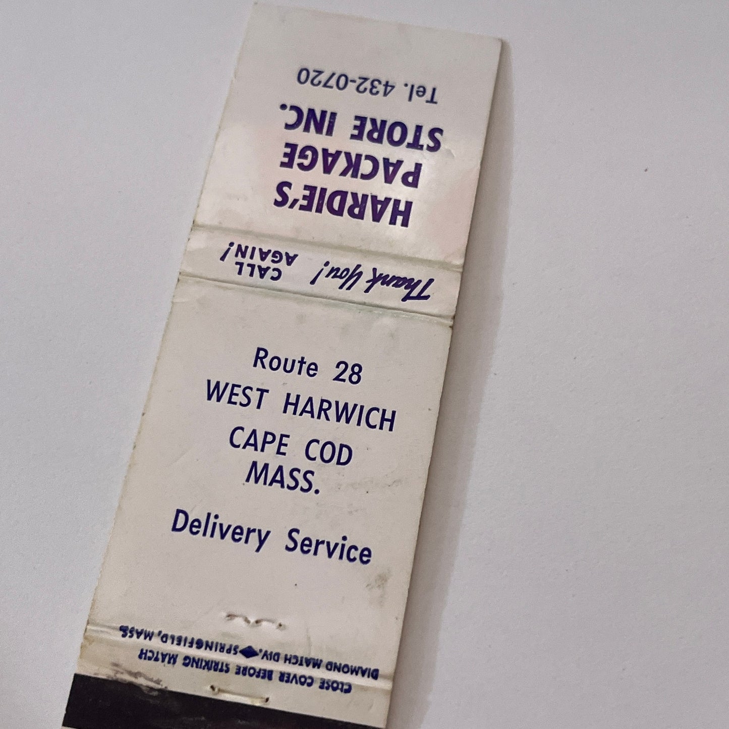 Hardie's Package Store Inc West Harwich Cape Cod MA Matchbook Cover TB6-MB2-1