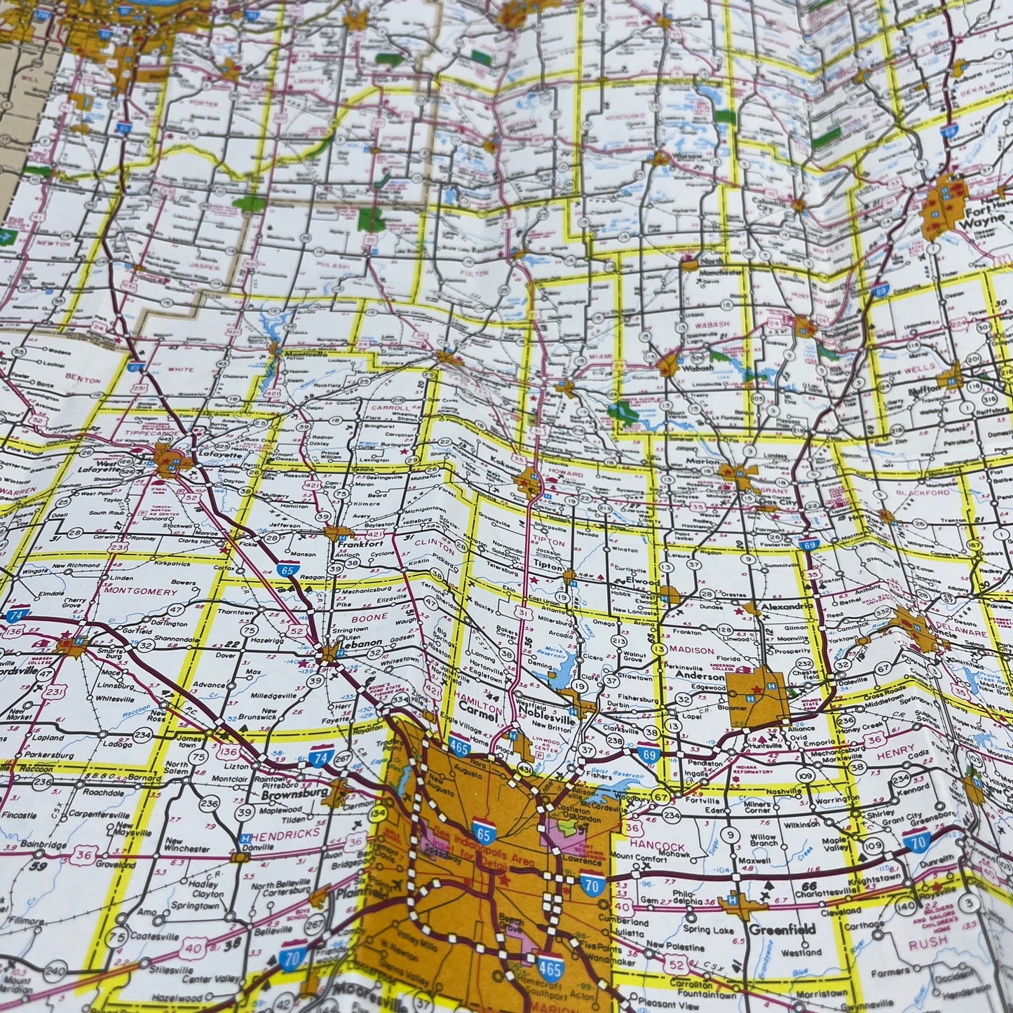 1988 Indiana Alvah Watson Quote Fold Out Map TH2-MP2