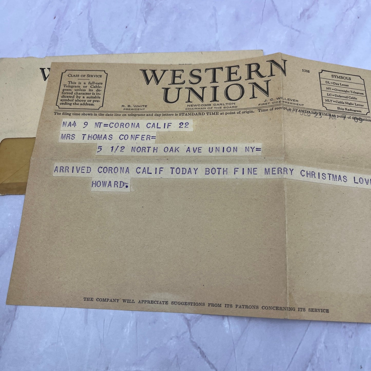 Howard Confer Honolulu to Mrs Thomas Confer NY 1940s Lot of 5 Telegrams TH2-MI1