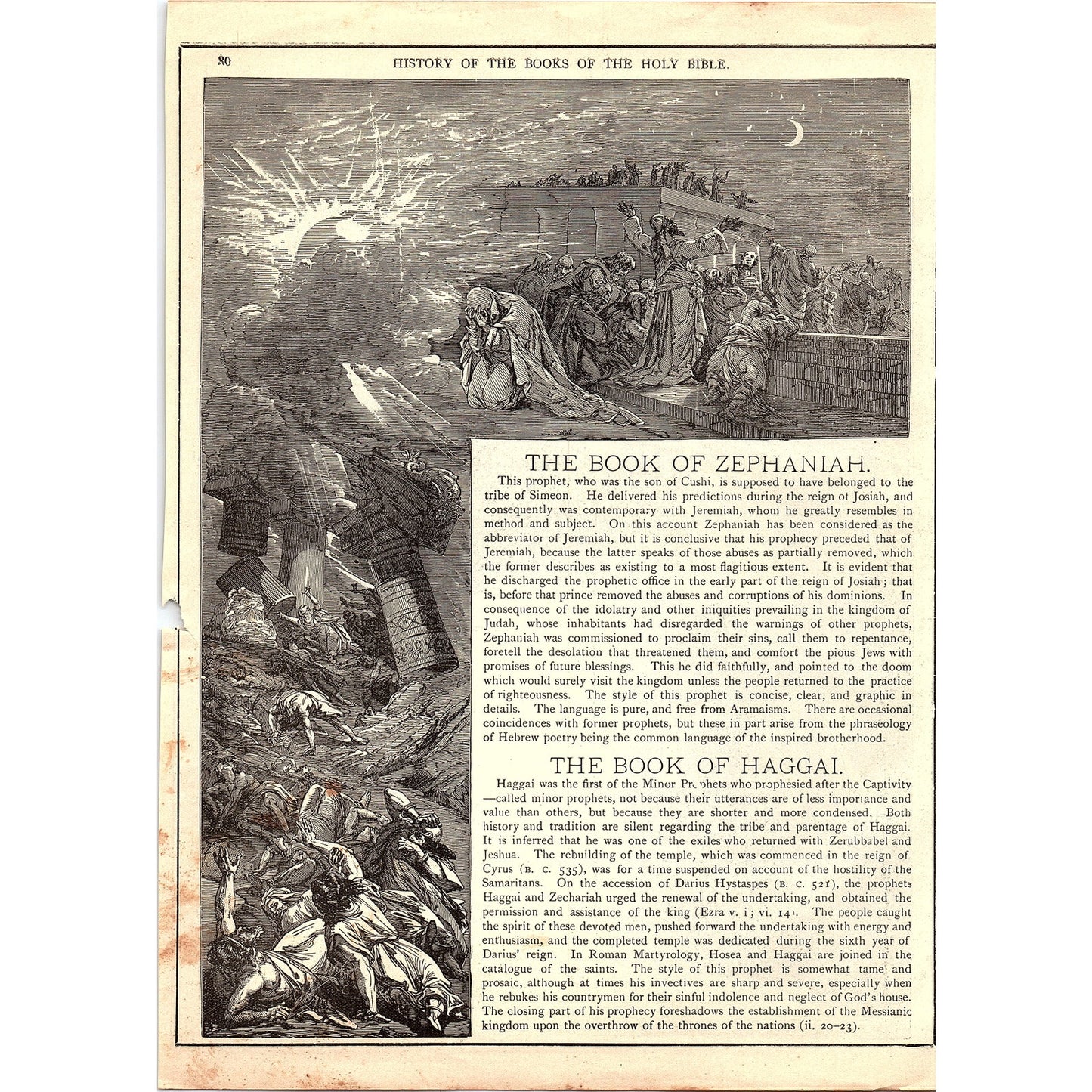 The Books of Habbakuk, Zephaniah, and Haggal 1892 Bible Engraving SAG4-9