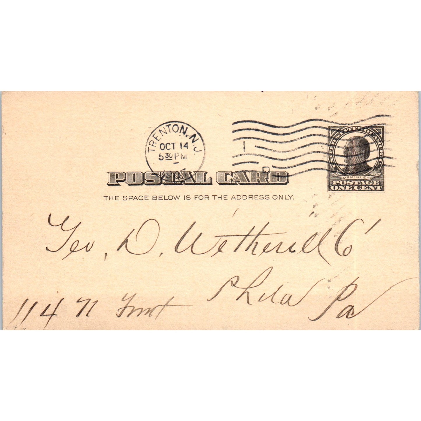 1907 Charles Shick Wheelwright Blacksmith Trenton NJ Postal Mailing Card PE6