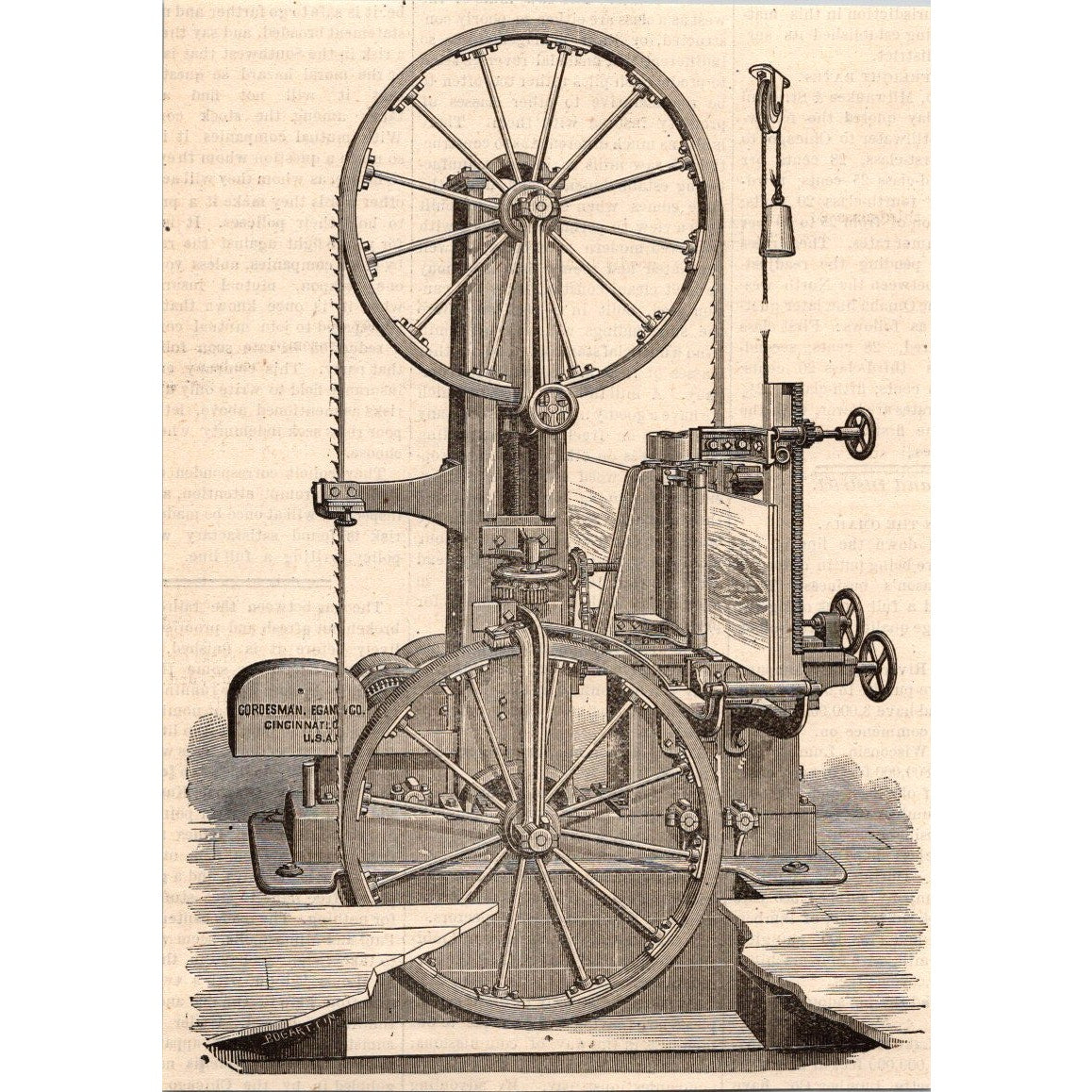The Egan Company Gordesman, Egan & Co Cincinnati Bandsaw 1885 Engraving AJ2-5