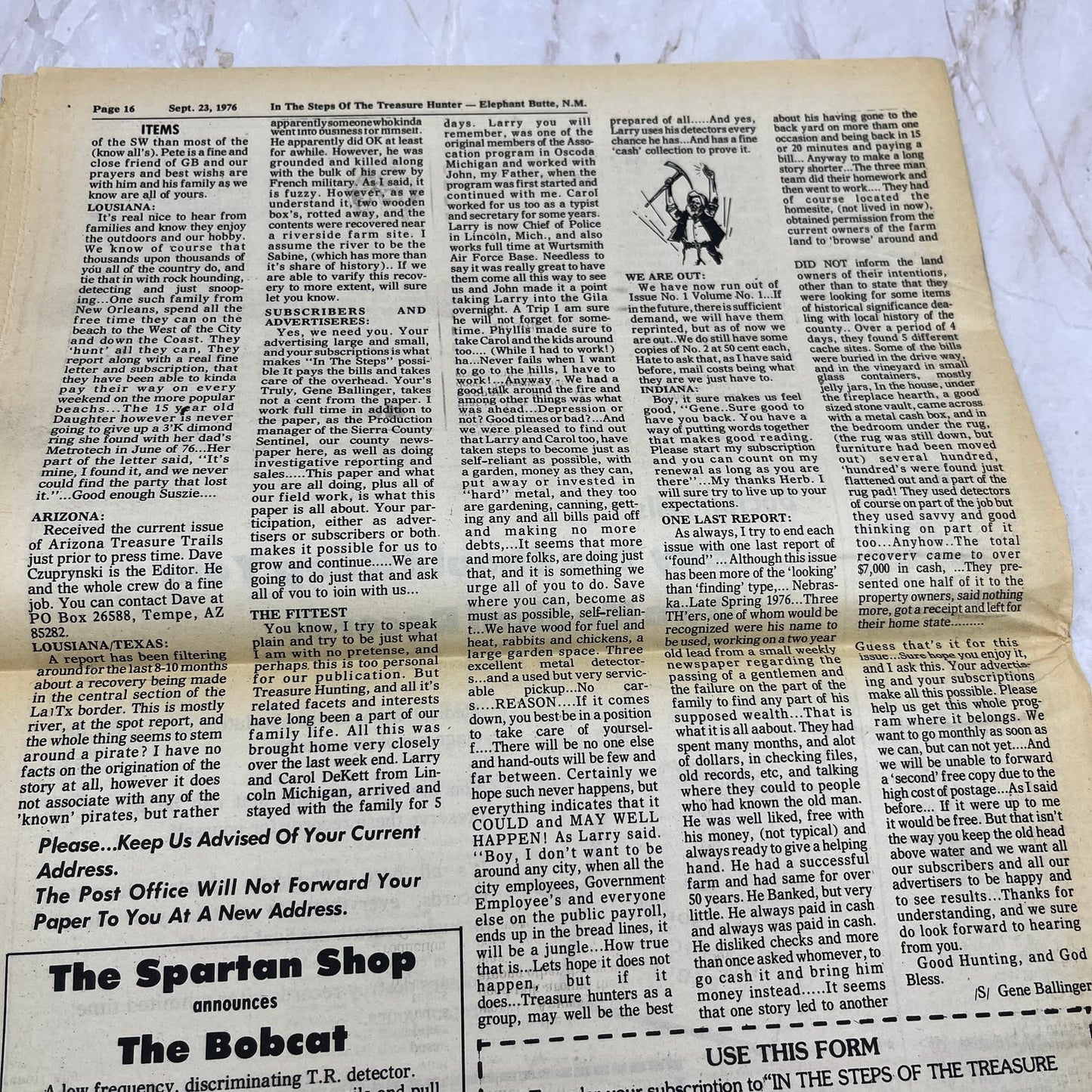 1976 Sept - In the Steps of the Treasure Hunter Newspaper Elephant Butte NM M11