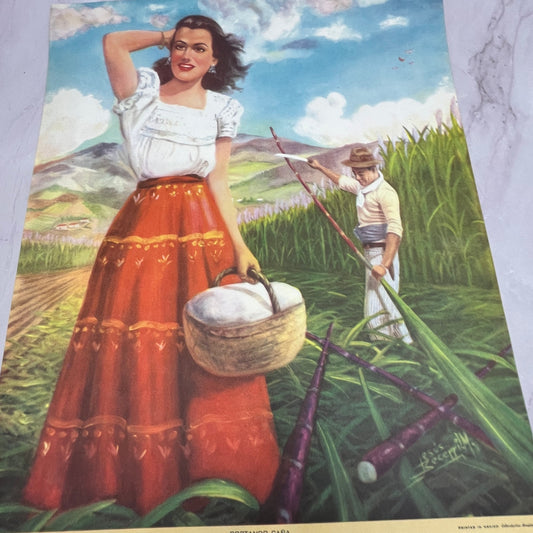 Cortando Caña - Retro Mexican Art 11.5x14.5" Art Print V22