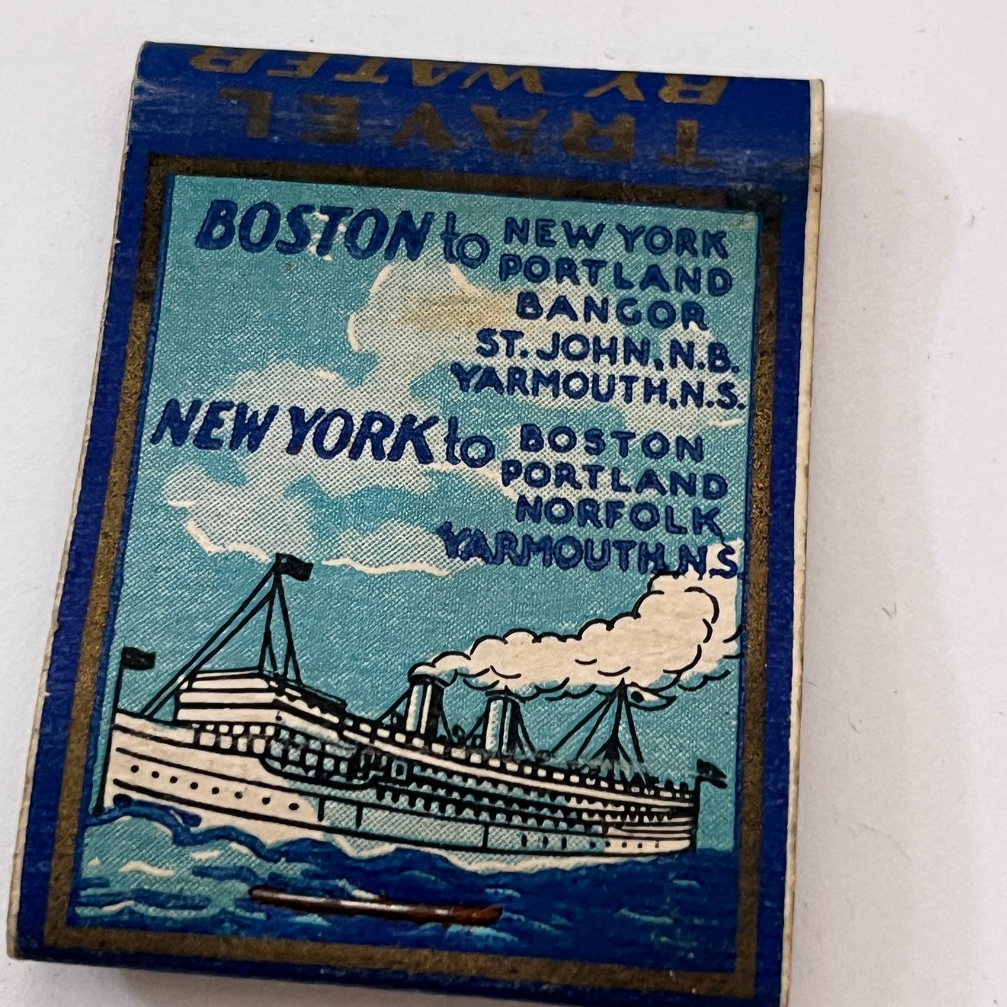 Eastern Steamship Lines Inc Boston New York Vintage Matchbook Cover TB8-MB3-1