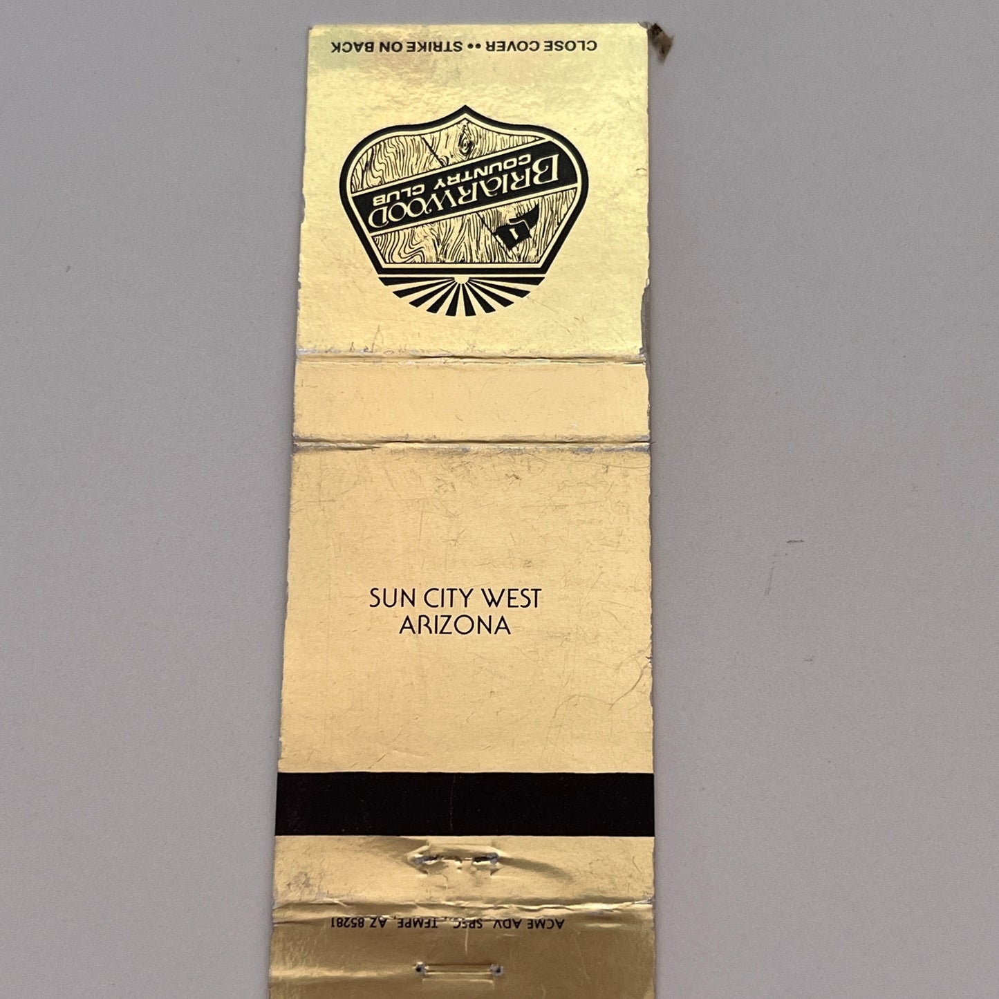 Briarwood Country Club Sun City West AZ Vintage Matchbook Cover TB6-MB2-3