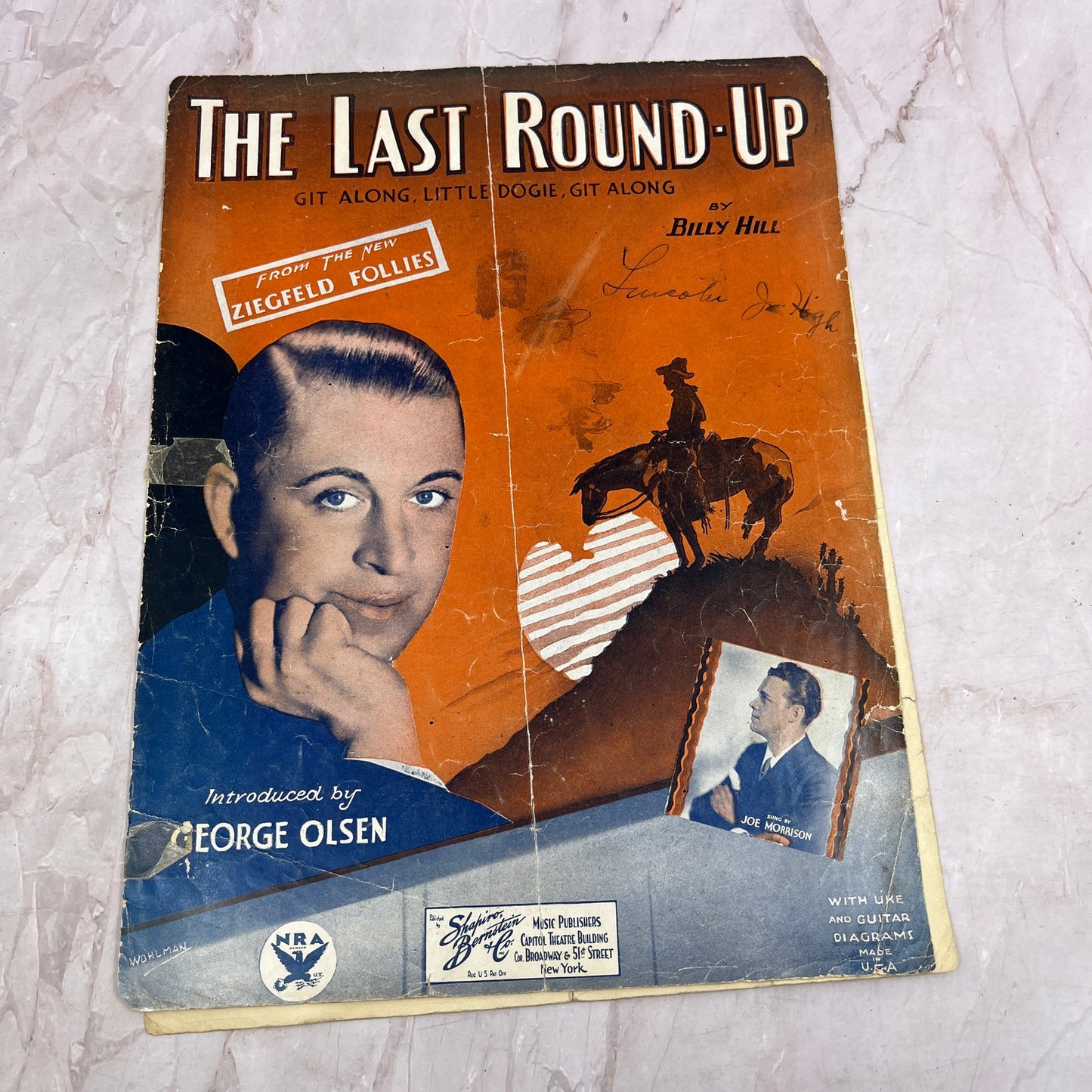 The Last Round-Up Git Along Little Dogie Billy Hill Antique Sheet Music Ti5