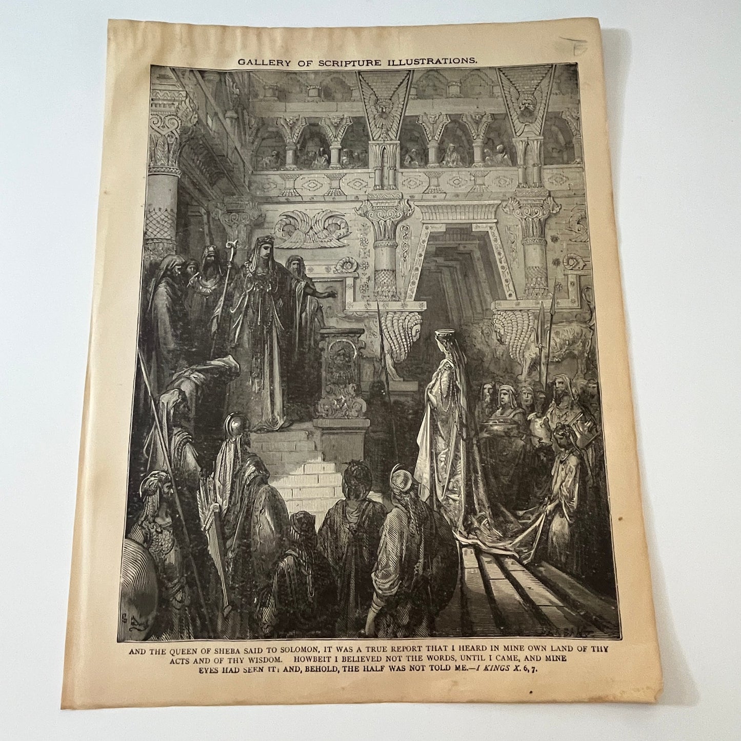 Kings XIX. 5 and Kings X. 6,7 1892 Bible Engraving SV1-6