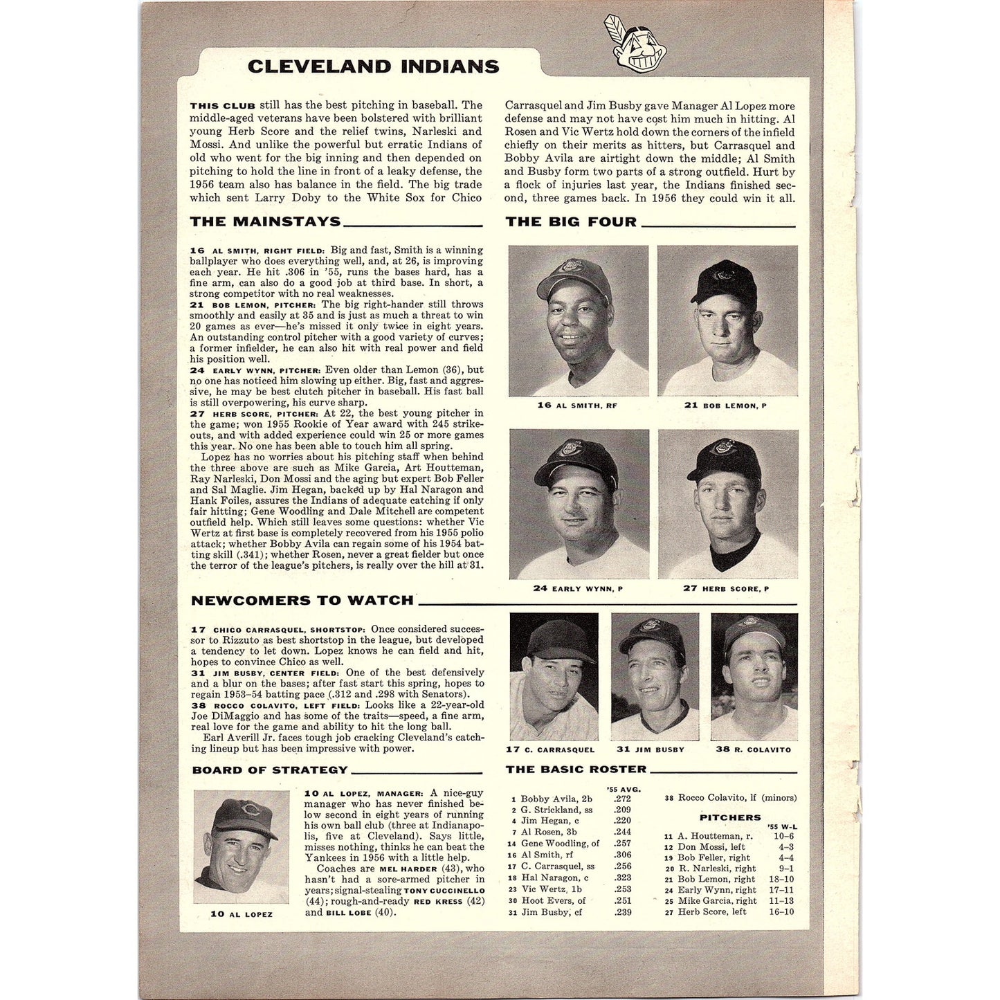 New York Yankees, Cleveland Indians Baseball Team Preview 1956 Article AG7-6