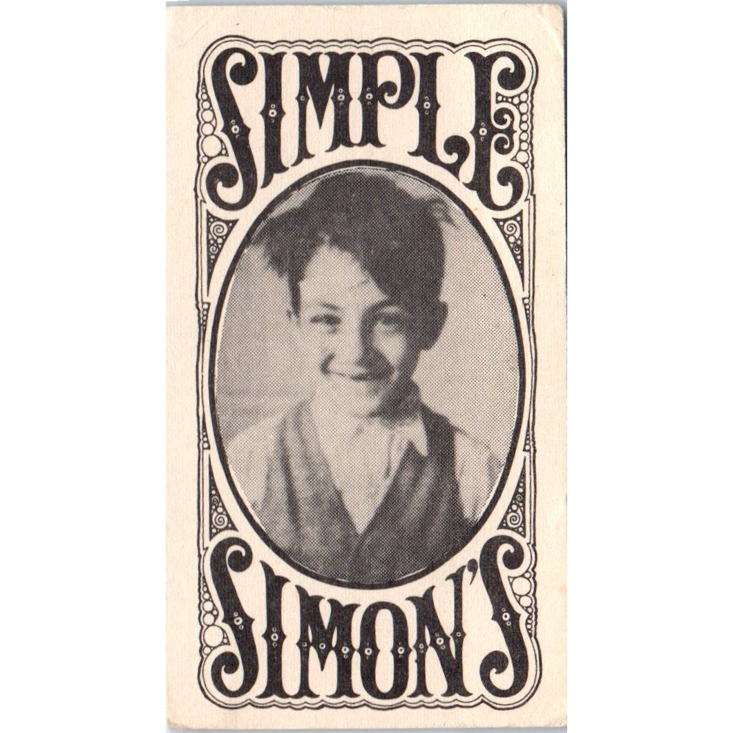 Simple Simon's Soup MacArthur Square Newport Beach Vintage Business Card SD8-B6