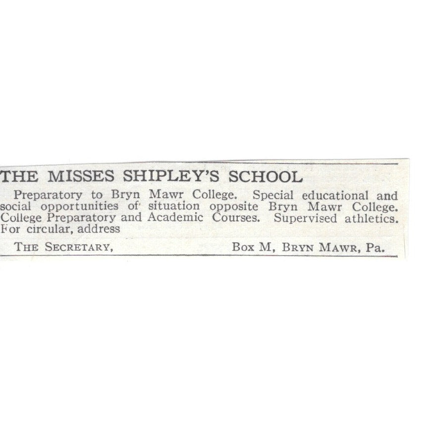 The Misses Shipley's School Bryn Mawr PA c1920 Harper's Magazine Ad AG4-S7