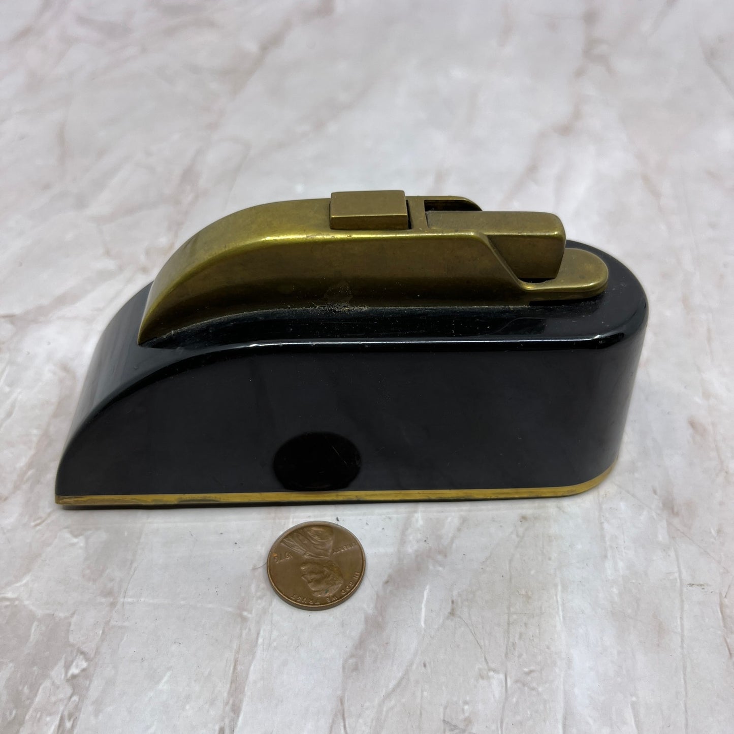Stunning Art Deco Thorens Switzerland Suisse Brass Bakelite Table Lighter TL1