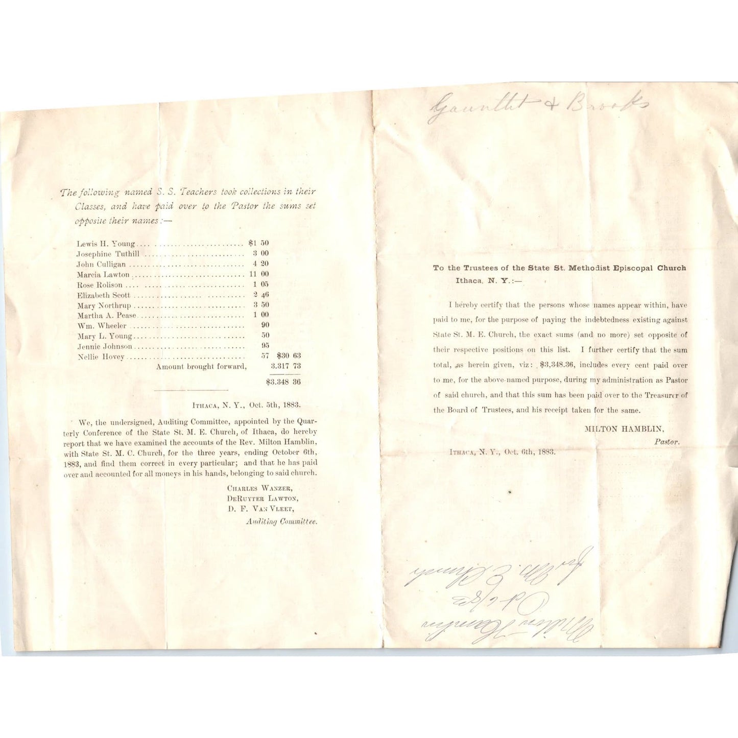 1883 State St Methodist Episcopal Church Ithaca NY Milton Hamblin Report AF1-RR6